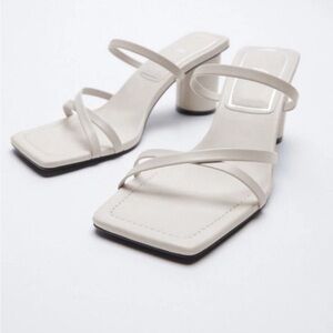 Zara Elegant Cream Strappy Sandals Heels SIZE 40